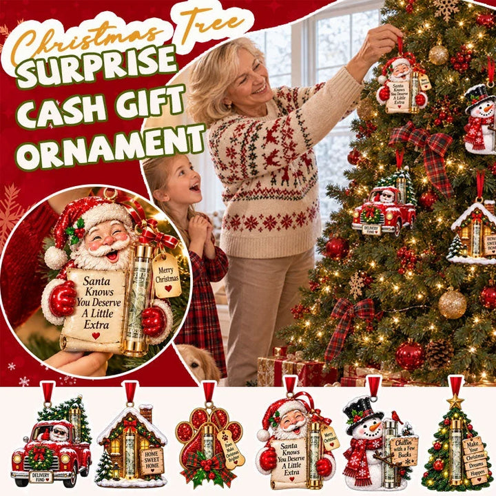 Gift Box Ornament Hanging Christmas Tree Festive with Hidden Compartment
