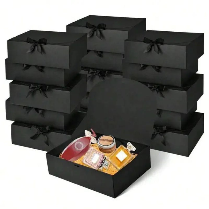 Gift Box with Lid and Ribbon | Foldable Cardboard Design | Reusable Packaging for Weddings and Celebrations Events