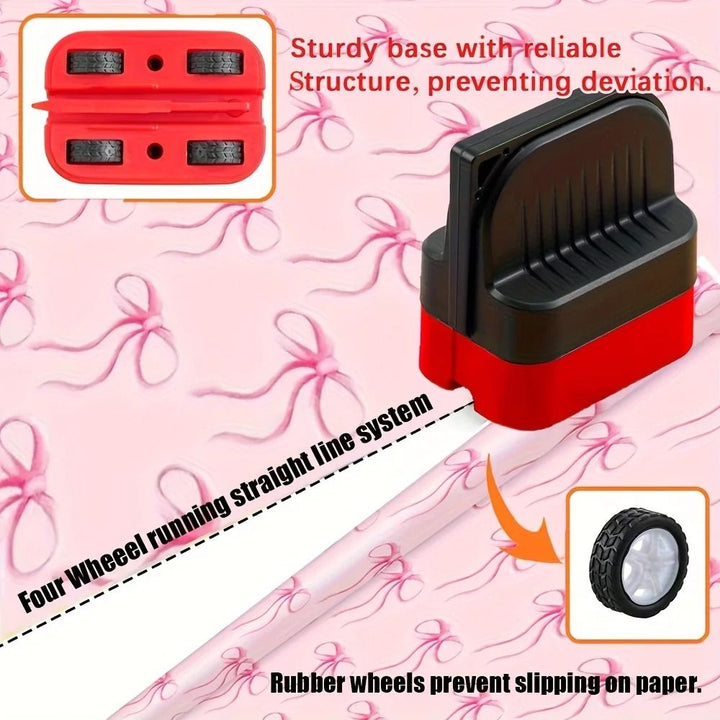 Gift Wrap Cutter Cylindrical Reusable Enclosed Blade with Clean Straight Cuts