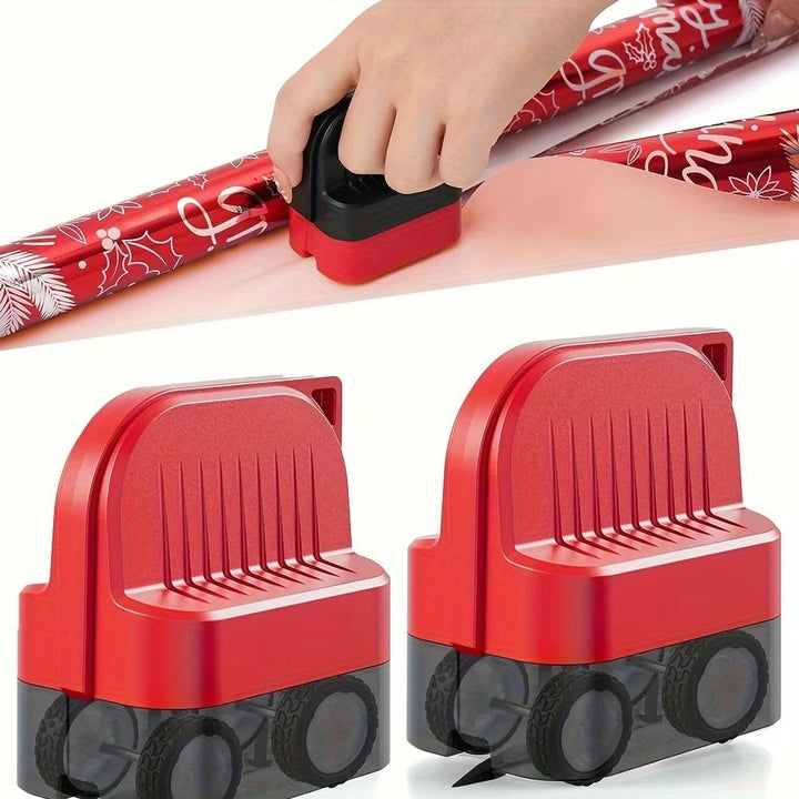 Gift Wrap Cutter Cylindrical Reusable Enclosed Blade with Clean Straight Cuts