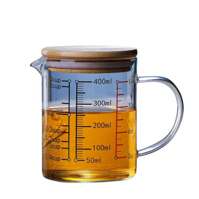 Glass Measuring Cup | Lidded Jug With Triple Scale