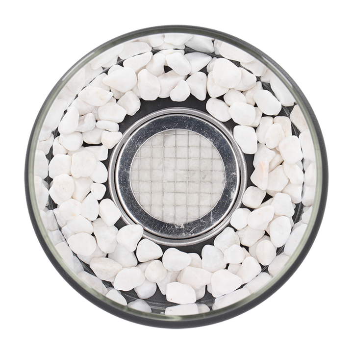 Glass Oil Lamp Refillable Cylinder | Black or White, Medium or Large | Real Flame Ambience, Fuel Not Included, Ships Fast