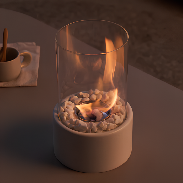 Glass Oil Lamp Refillable Cylinder | Black or White, Medium or Large | Real Flame Ambience, Fuel Not Included, Ships Fast