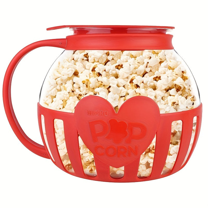 Glass Popcorn Maker, Heat-Resistant Borosilicate, 1.9 Litre Capacity | Red or Blue | Microwave Use, No Oil, Dishwasher Safe