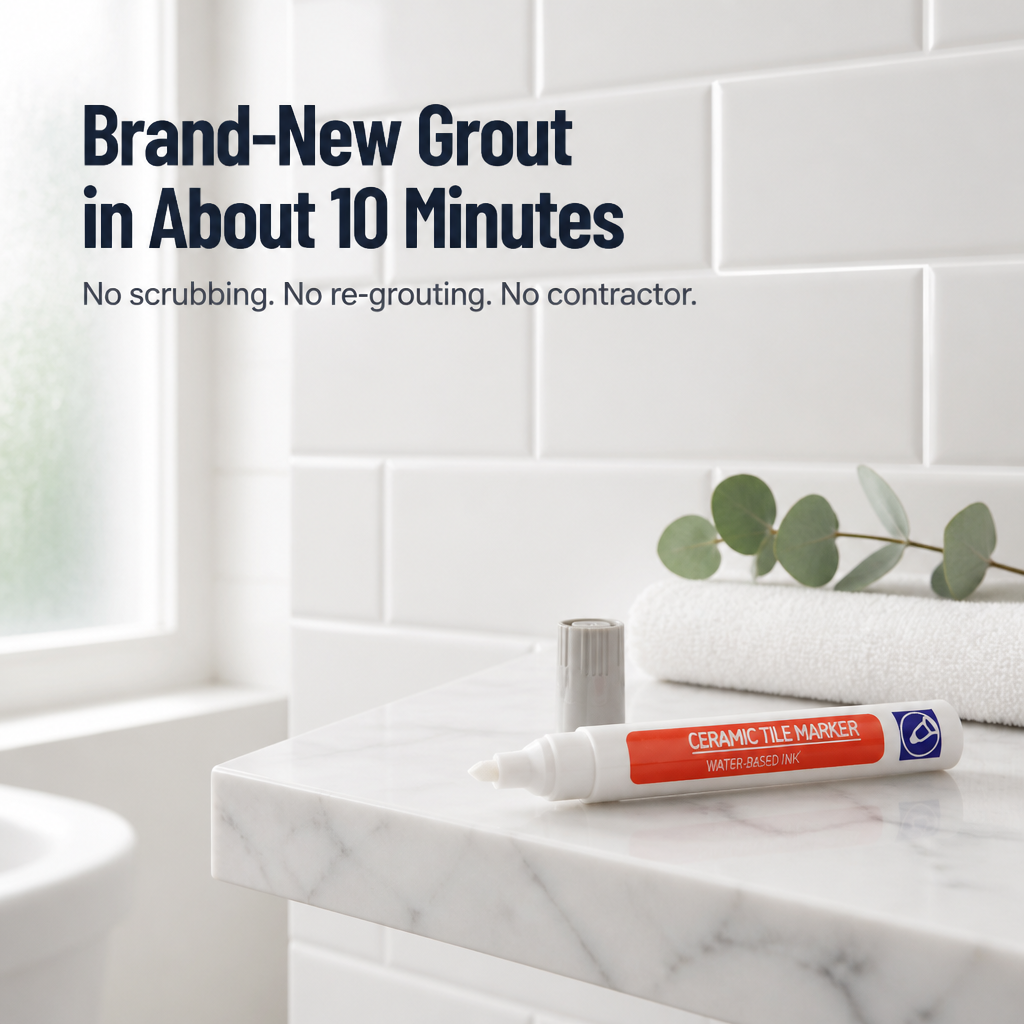 Grout Paint Pen Chisel Tip Anti-Mould Water-Based 12 Colours