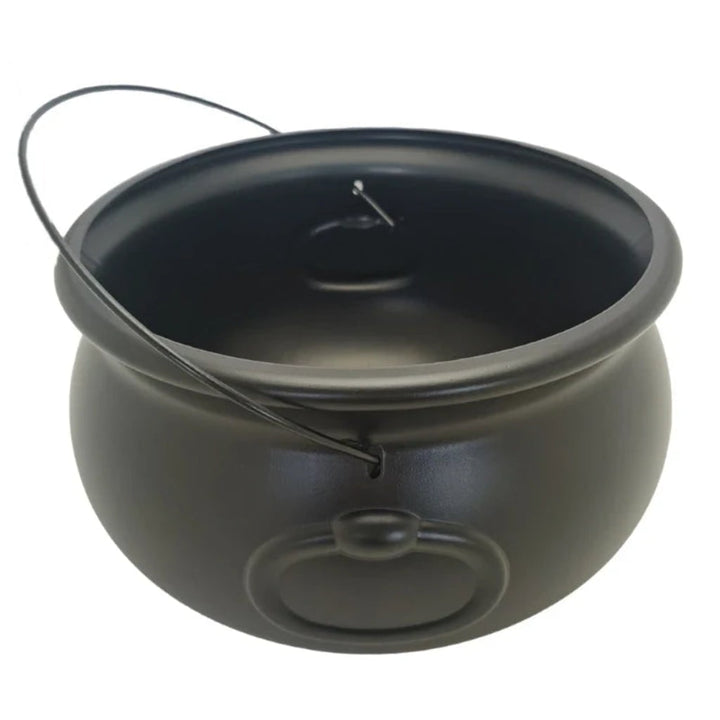 Halloween Cauldron Decoration | Wire Handle for Hanging Display | Weather-Resistant Plastic for Indoor and Outdoor Use