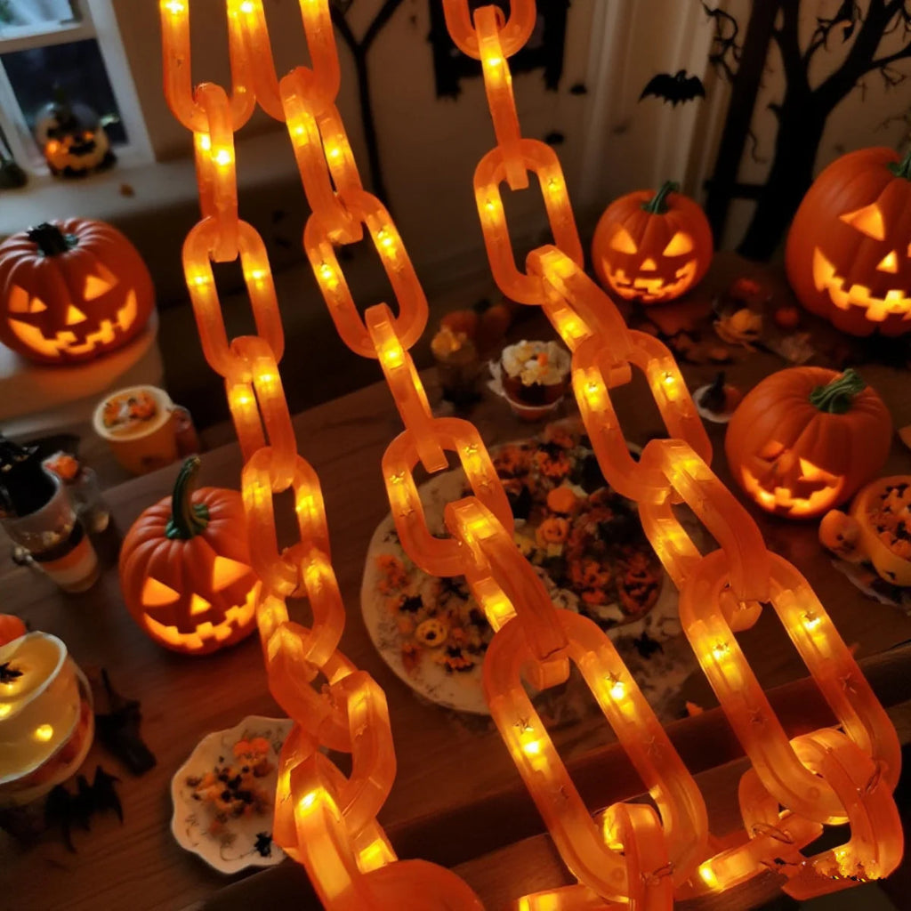 Halloween Chain String Lights | Linked Loops, Warm Glow