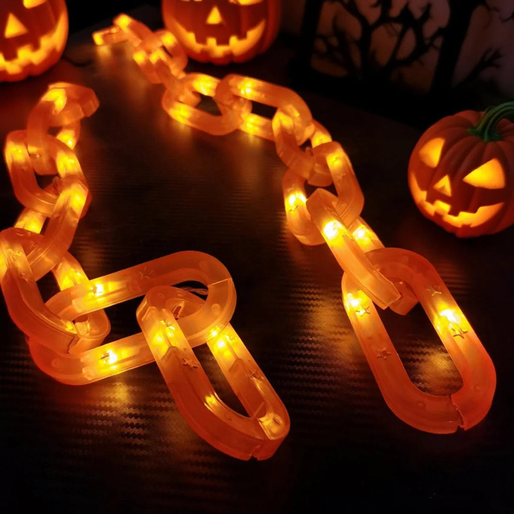 Halloween Chain String Lights | Linked Loops, Warm Glow