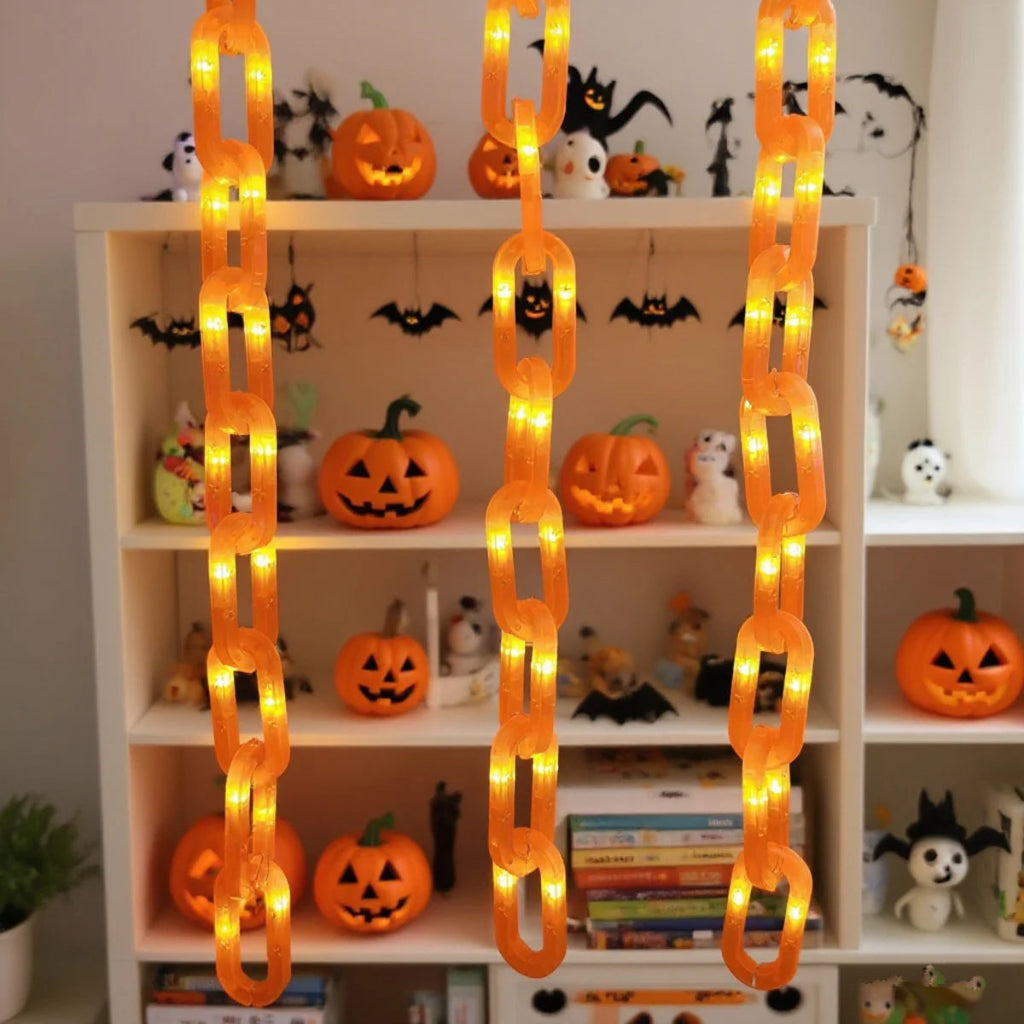 Halloween Chain String Lights | Linked Loops, Warm Glow