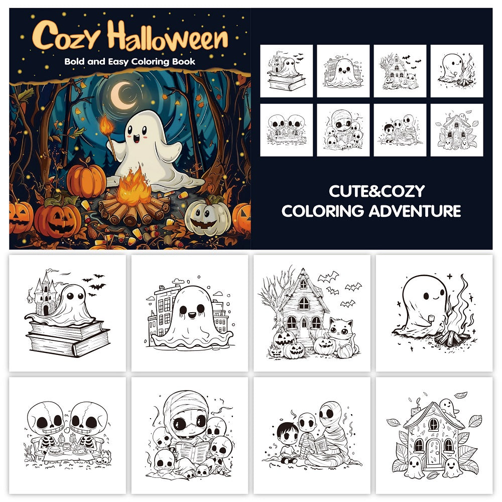 Halloween Coloring Book for Adults and Teens | Bold Easy Designs, Single-Sided Thick Paper | Stress Relief Gift