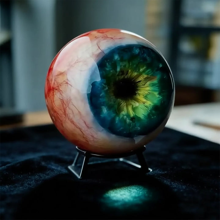 Halloween Eyeball Decoration | Glossy Realistic Iris Design | Reusable Prop with Stand for Haunted House Displays