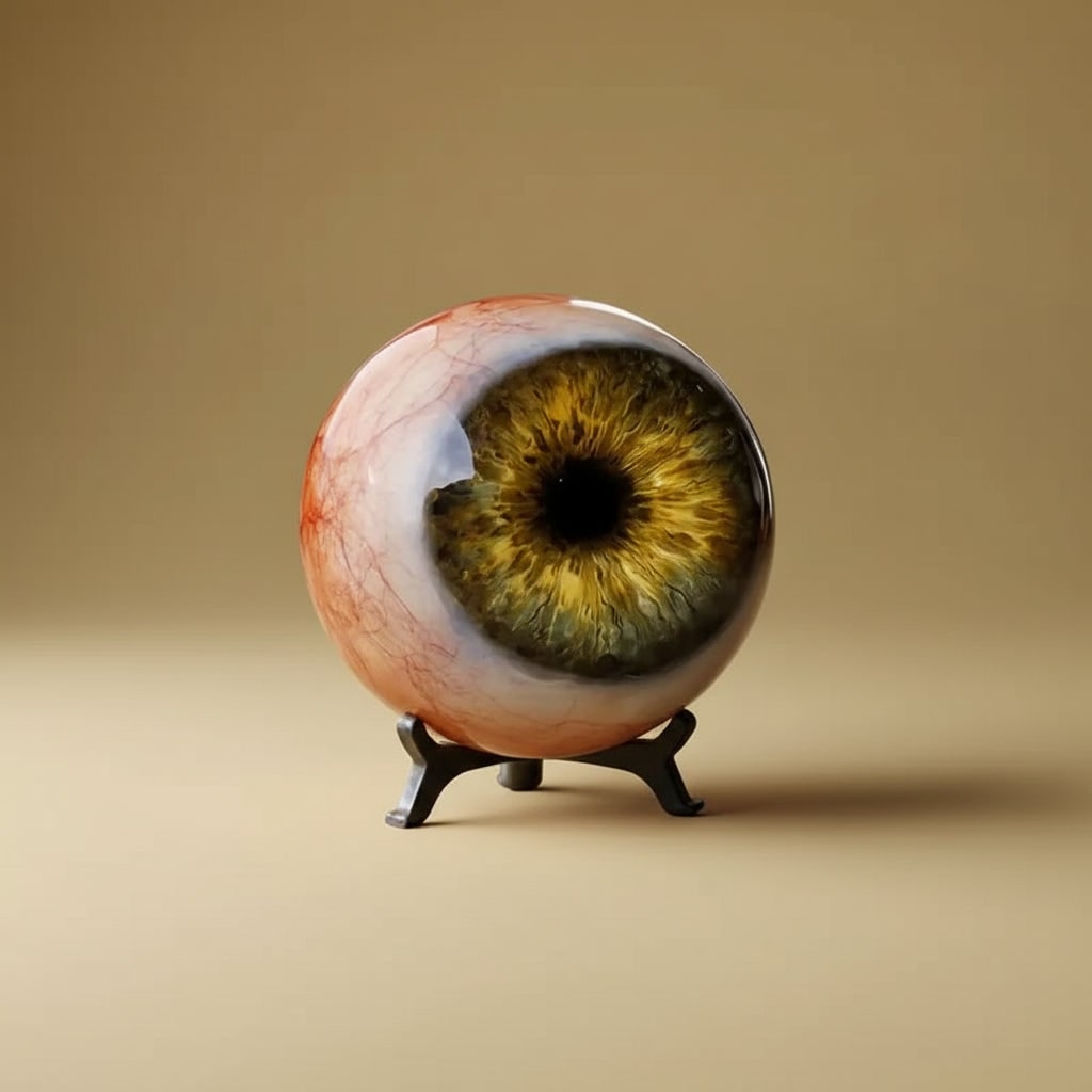 Halloween Eyeball Decoration | Glossy Realistic Iris Design | Reusable Prop with Stand for Haunted House Displays