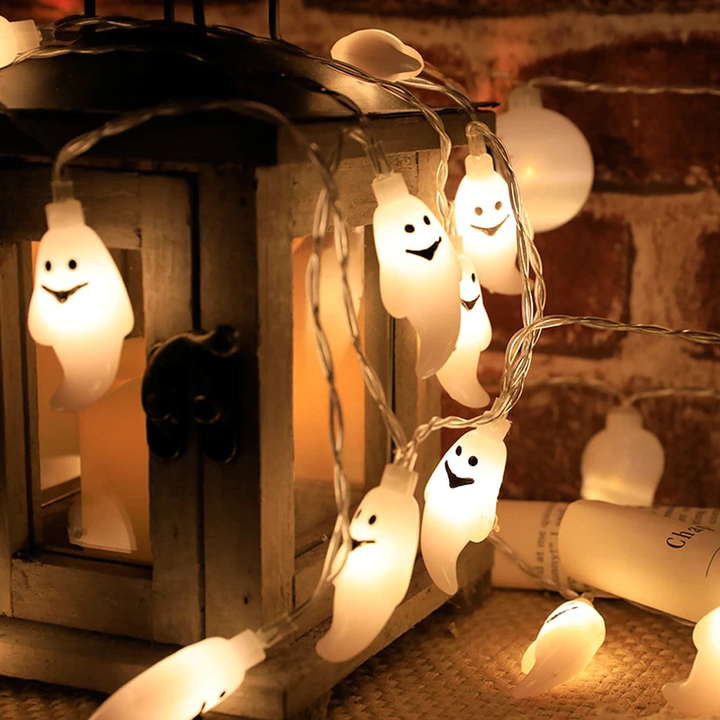 Halloween Ghost String Lights LED | Mini Ghost-Shaped Lights, Indoor &amp; Outdoor Use | Weather-Resistant, Energy-Efficient