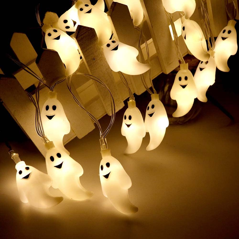 Halloween Ghost String Lights LED | Mini Ghost-Shaped Lights, Indoor & Outdoor Use | Weather-Resistant, Energy-Efficient