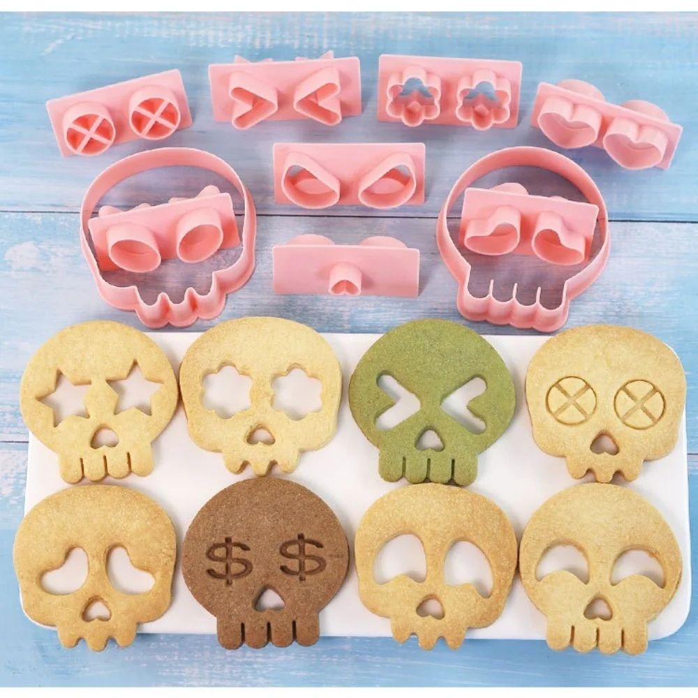 Halloween Mini Cookie Cutter Set | Pumpkin, Skull & Ghost Shapes | Stainless Steel Fondant & Icing Decoration Cutters