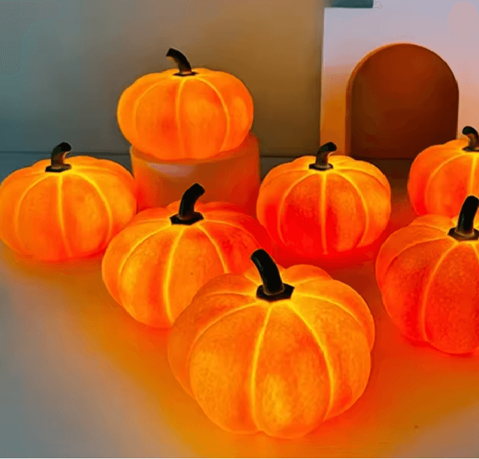 Halloween Pumpkin LED Night Light | Battery-Powered Portable Lantern | Warm Cordless Glow for Kids Rooms and Parties