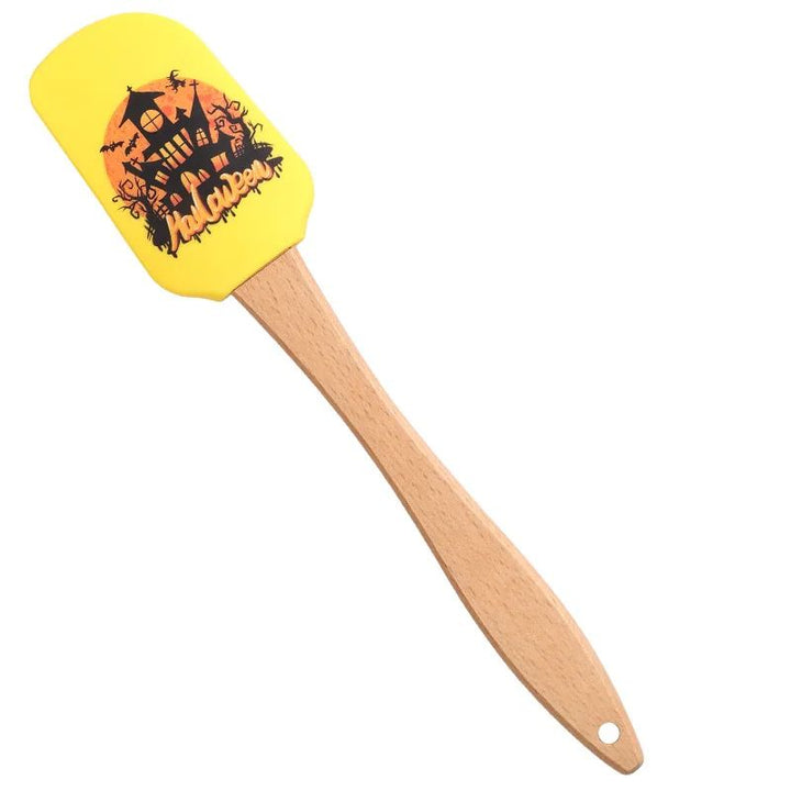Halloween Silicone Baking Spatula | Heat Resistant Non-Stick Scraper | Wooden Handle for Mixing, Scraping and Baking