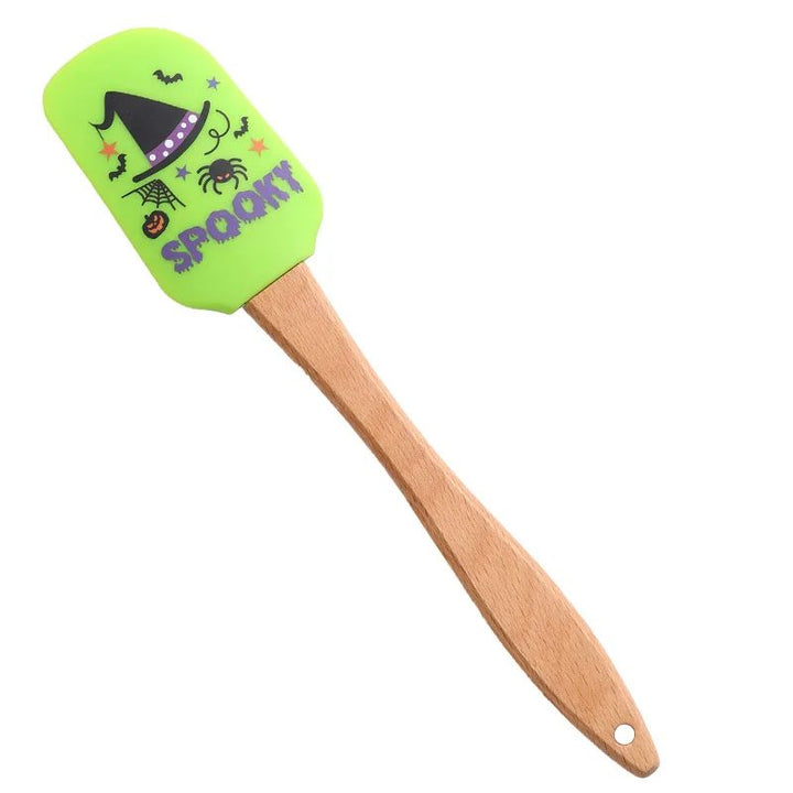Halloween Silicone Baking Spatula | Heat Resistant Non-Stick Scraper | Wooden Handle for Mixing, Scraping and Baking