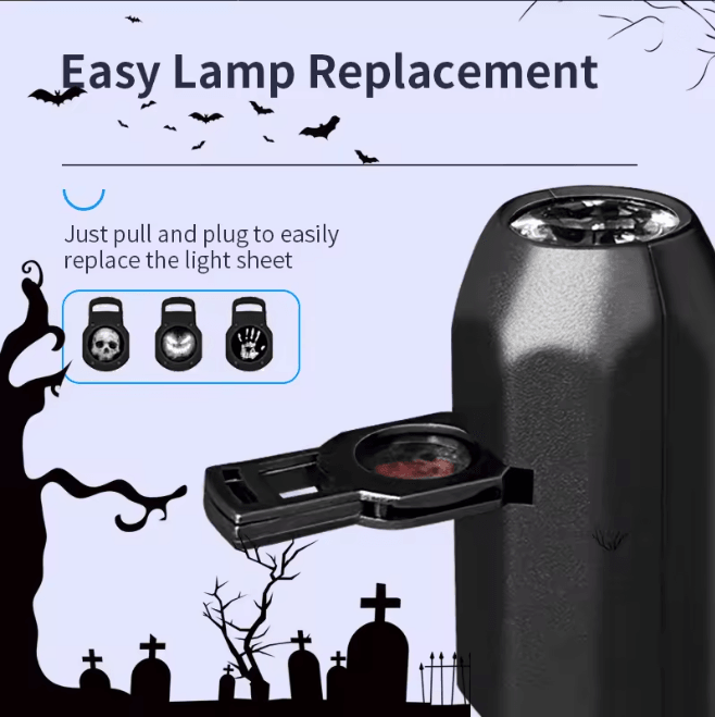 Halloween Skull Projection Night Light | Rotating Multi-Pattern USB Projector | Ghostly Party Wall Ceiling Decor