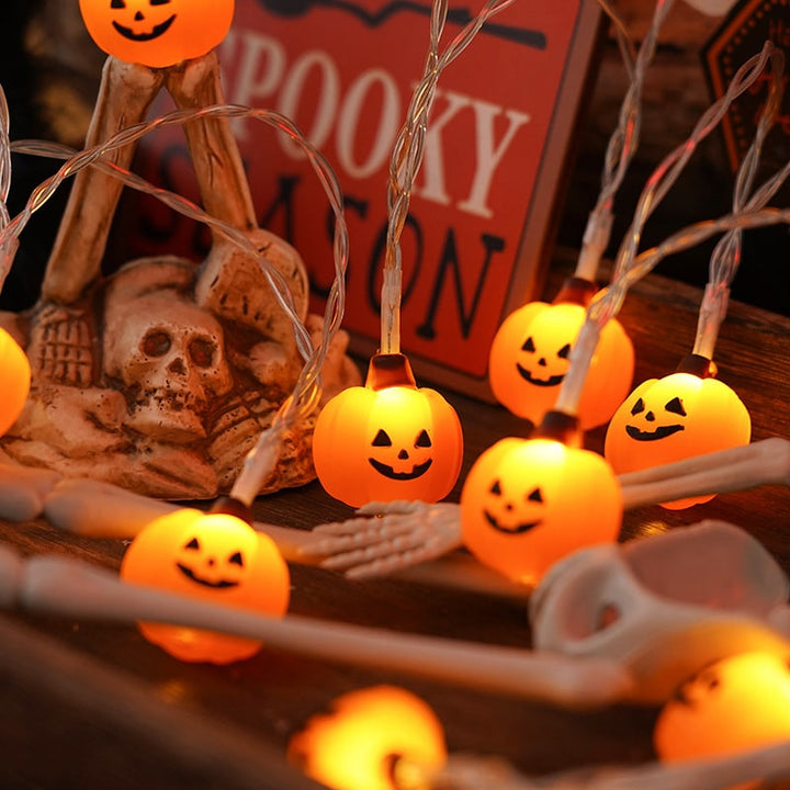 Halloween String Lights Battery Operated | 10, 20 or 40 LED Warm White | Pumpkin, Ghost, Bat &amp; Tombstone Covers
