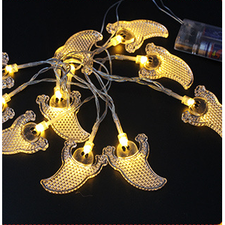 Halloween String Lights with Pumpkin Ghost Bat Skull Eyeball Covers | 10 LED Bulbs, 1.2 Metres | Battery Operated, No Wiring