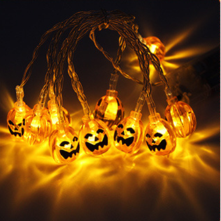 Halloween String Lights with Pumpkin Ghost Bat Skull Eyeball Covers | 10 LED Bulbs, 1.2 Metres | Battery Operated, No Wiring