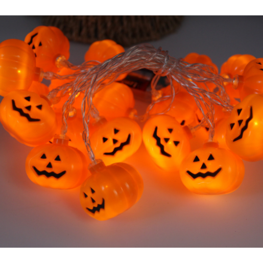 Halloween String Lights with Pumpkin Ghost Bat Skull Eyeball Covers | 10 LED Bulbs, 1.2 Metres | Battery Operated, No Wiring