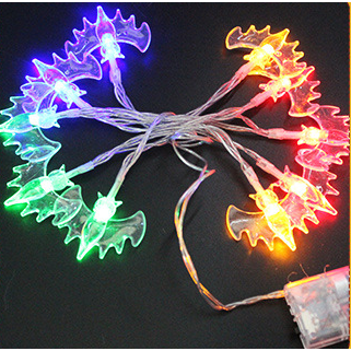 Halloween String Lights with Pumpkin Ghost Bat Skull Eyeball Covers | 10 LED Bulbs, 1.2 Metres | Battery Operated, No Wiring