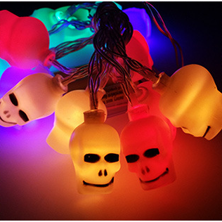 Halloween String Lights with Pumpkin Ghost Bat Skull Eyeball Covers | 10 LED Bulbs, 1.2 Metres | Battery Operated, No Wiring