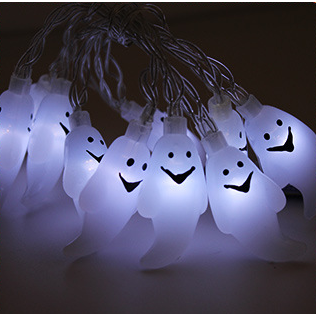 Halloween String Lights with Pumpkin Ghost Bat Skull Eyeball Covers | 10 LED Bulbs, 1.2 Metres | Battery Operated, No Wiring