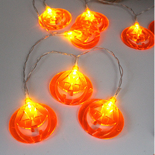 Halloween String Lights with Pumpkin Ghost Bat Skull Eyeball Covers | 10 LED Bulbs, 1.2 Metres | Battery Operated, No Wiring