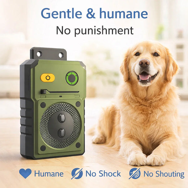 Hands-Free Automatic Bark Control | Ultrasonic Wall-Mounted Deterrent for Day and Night Use