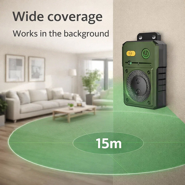 Hands-Free Automatic Bark Control | Ultrasonic Wall-Mounted Deterrent for Day and Night Use