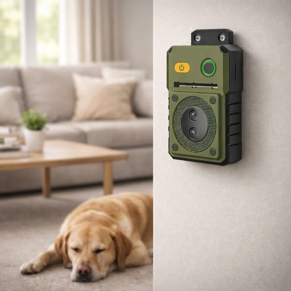 Hands-Free Automatic Bark Control | Ultrasonic Wall-Mounted Deterrent for Day and Night Use