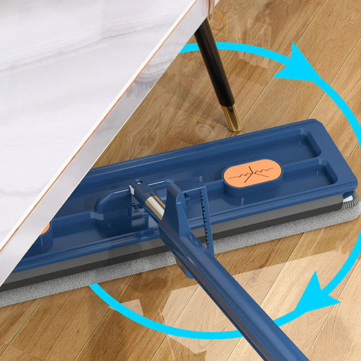Hands-Free Mop Microfiber, 54-Inch Handle | Blue or White, 2/4/6 Pads | Self-Wringing, No Hands in Dirty Water