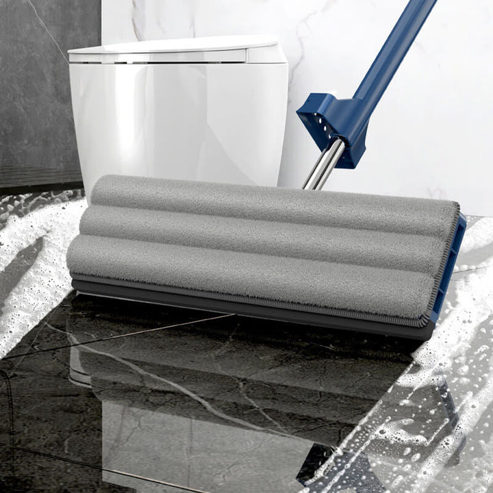 Hands-Free Mop Microfiber, 54-Inch Handle | Blue or White, 2/4/6 Pads | Self-Wringing, No Hands in Dirty Water