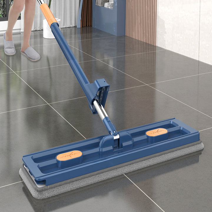 Hands-Free Mop Microfiber, 54-Inch Handle | Blue or White, 2/4/6 Pads | Self-Wringing, No Hands in Dirty Water