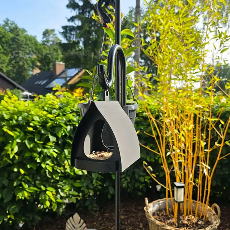Hanging Bird Feeder Weatherproof Plastic Garden with Built-In Perch