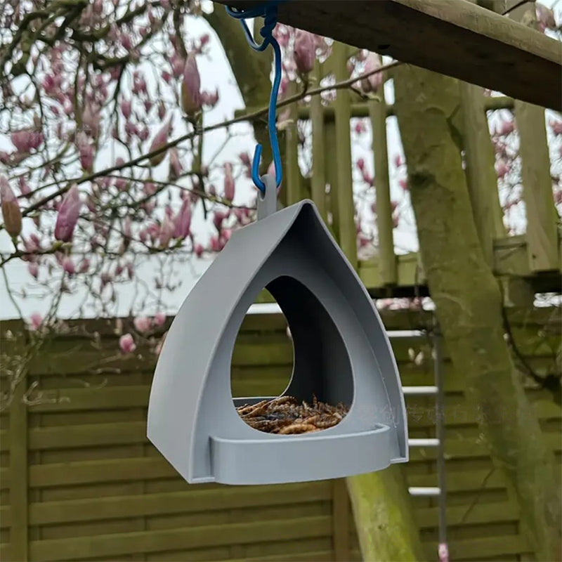 Hanging Bird Feeder Weatherproof Plastic Garden with Built-In Perch