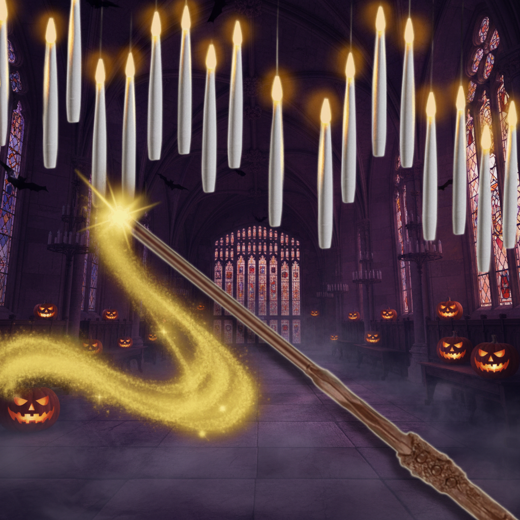 Hanging Flameless LED Taper Candles Halloween | Remote Control Battery Operated | Floating Glow, No Flame No Smoke