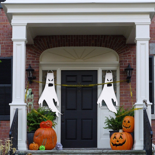 Hanging Flying Ghost Halloween Decoration | Fabric Prop with Optional LED Light | Reusable Indoor Outdoor Party Decor