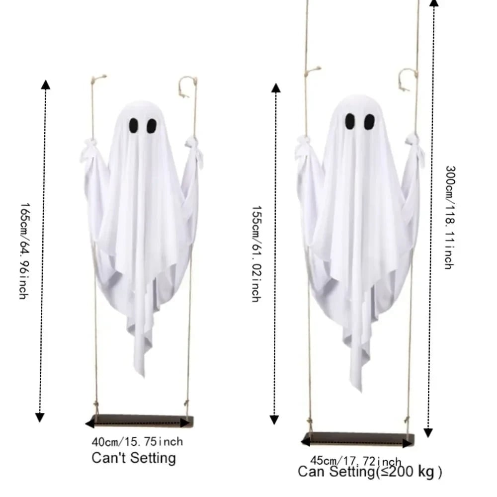 Hanging Ghost Halloween Decoration | LED Light with Remote Control | Weather-Resistant Swing Effect for Outdoor Yard