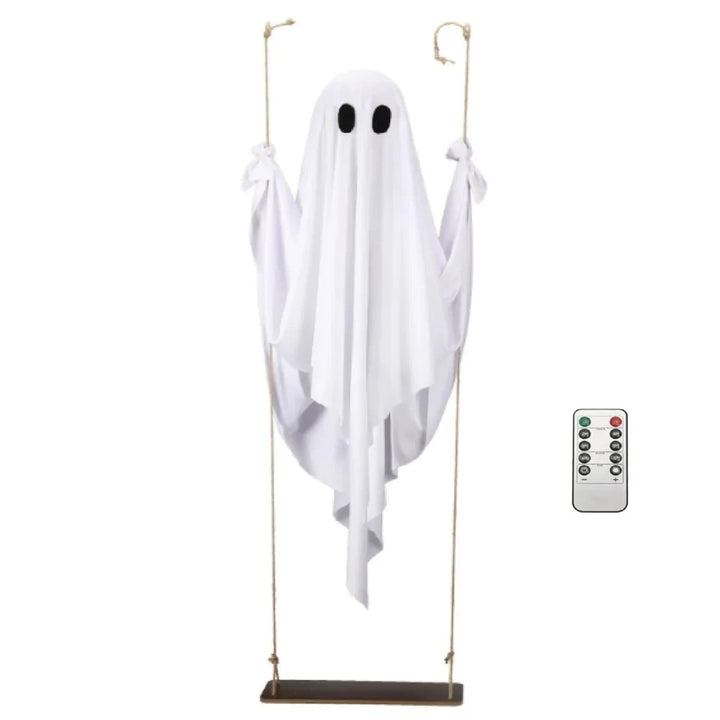 Hanging Ghost Halloween Decoration | LED Light with Remote Control | Weather-Resistant Swing Effect for Outdoor Yard