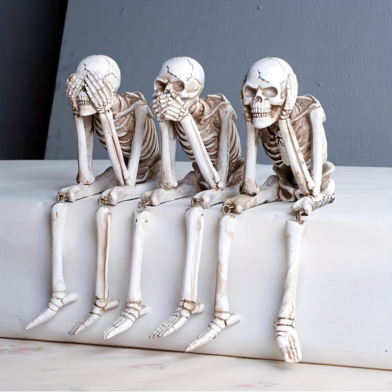 Hanging Skeleton Decoration | Resin Halloween Easter Hanukkah Ornament | Weather Resistant Indoor Outdoor Garden Use