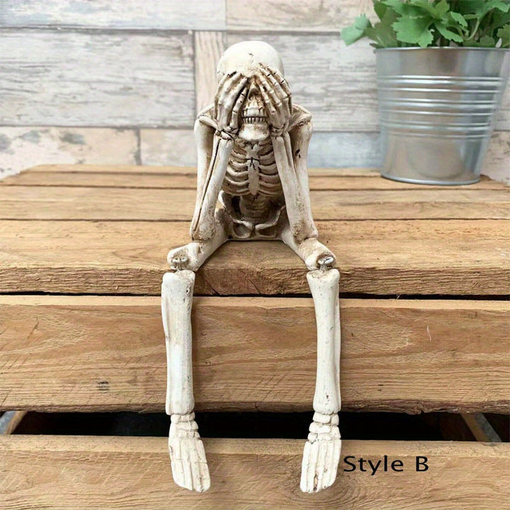 Hanging Skeleton Decoration | Resin Halloween Easter Hanukkah Ornament | Weather Resistant Indoor Outdoor Garden Use
