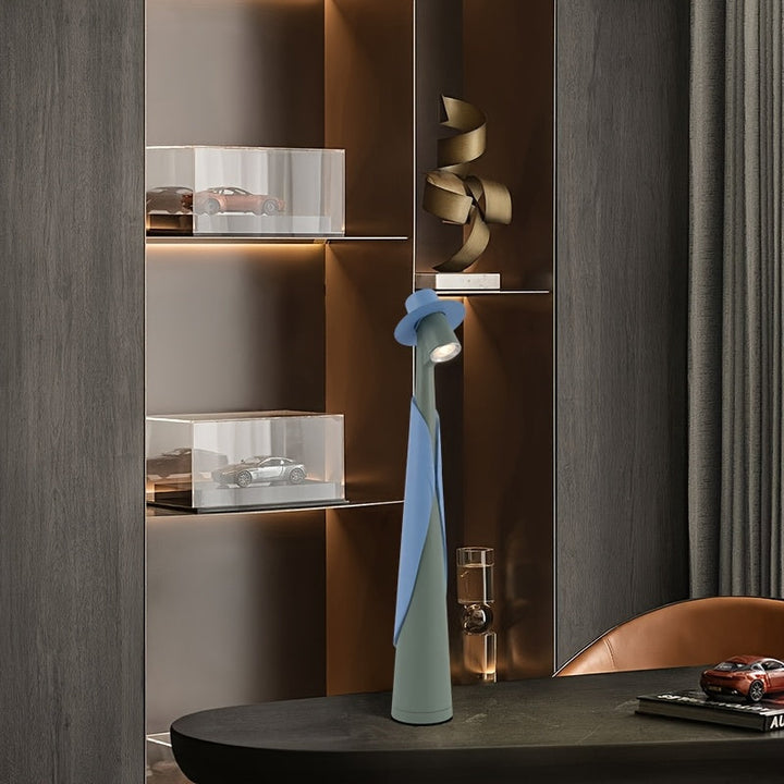 Hat Lamp | Figure Shape, Brimmed Shade, Cordless Base