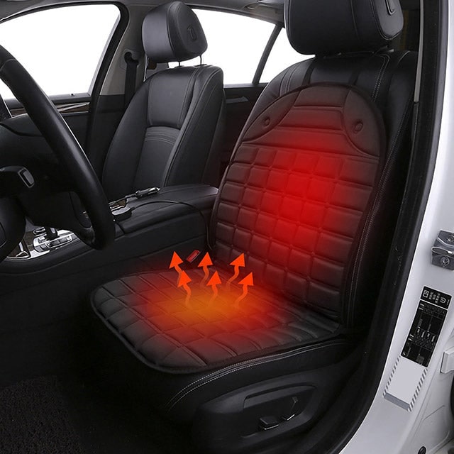 Heated Car Seat Cushion Quilted Segmented 12 V Two-Stage with Wired Remote