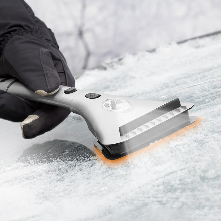 Heated Windscreen Ice Scraper Extendable Handle | LED Light &amp; 12V Car Adapter | Melts Ice in Minutes, No Scratching