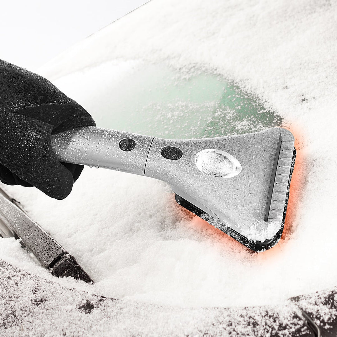 Heated Windscreen Ice Scraper Extendable Handle | LED Light &amp; 12V Car Adapter | Melts Ice in Minutes, No Scratching