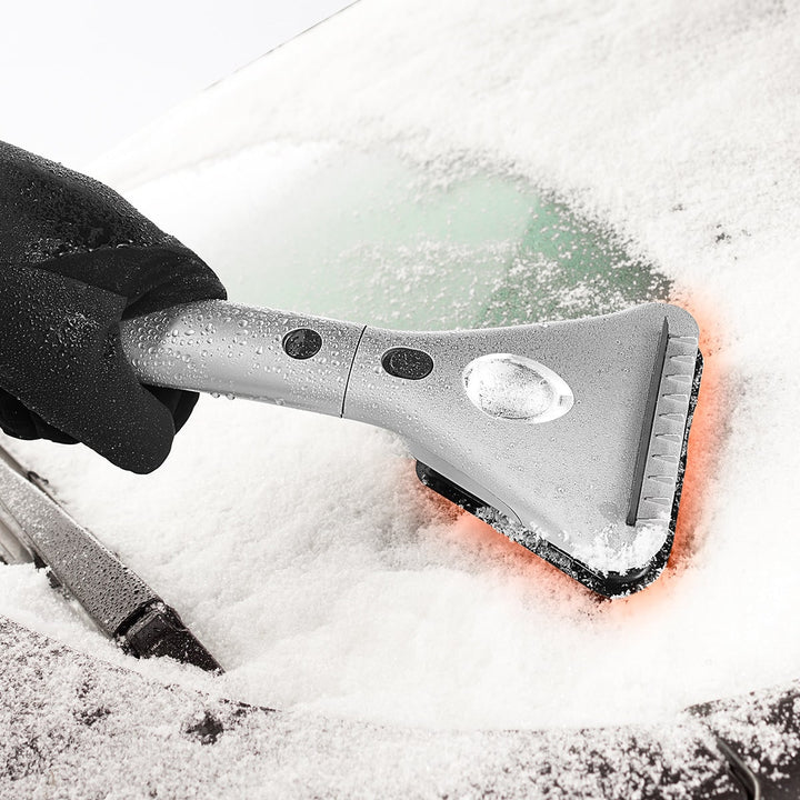 Heated Windscreen Ice Scraper Extendable Handle | LED Light &amp; 12V Car Adapter | Melts Ice in Minutes, No Scratching